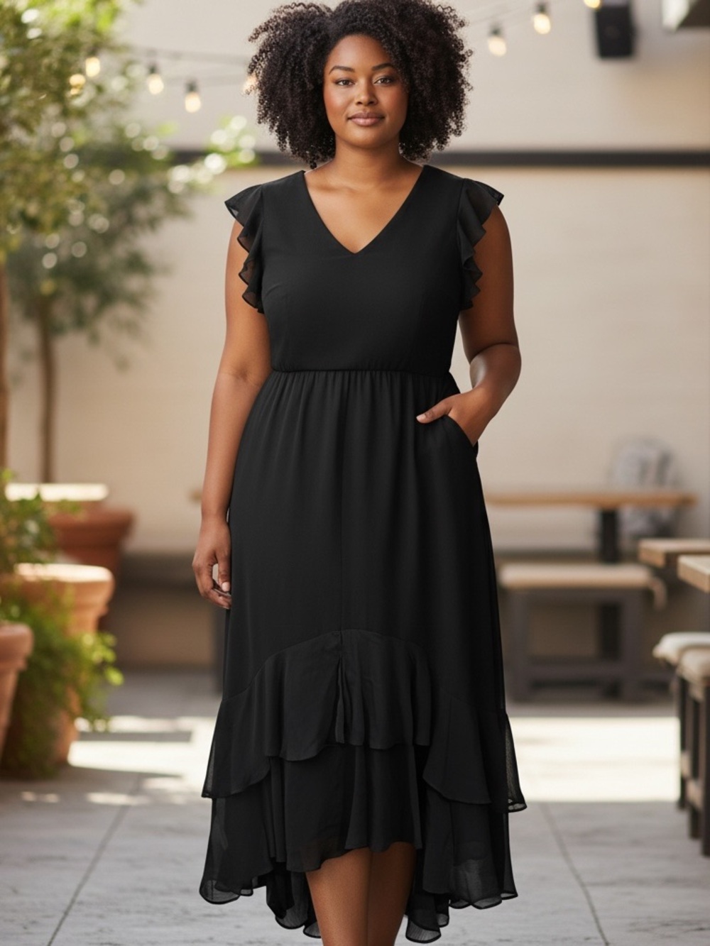 Marc New York Black Ruffle Dress sz 18